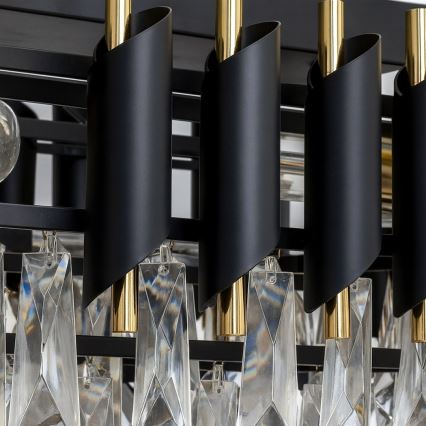 Żyrandol na łańcuchu CRISTAL 10xE14/10W/230V czarny/złoty