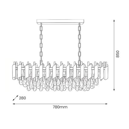 Żyrandol na łańcuchu CRISTAL 10xE14/10W/230V czarny/złoty