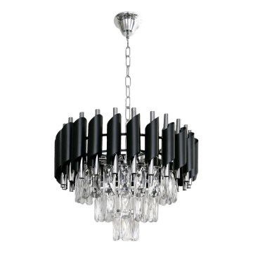 Żyrandol na łańcuchu CRISTAL 5xE14/10W/230V czarny/matowy chrom