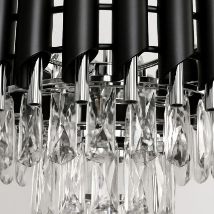 Żyrandol na łańcuchu CRISTAL 5xE14/10W/230V czarny/matowy chrom