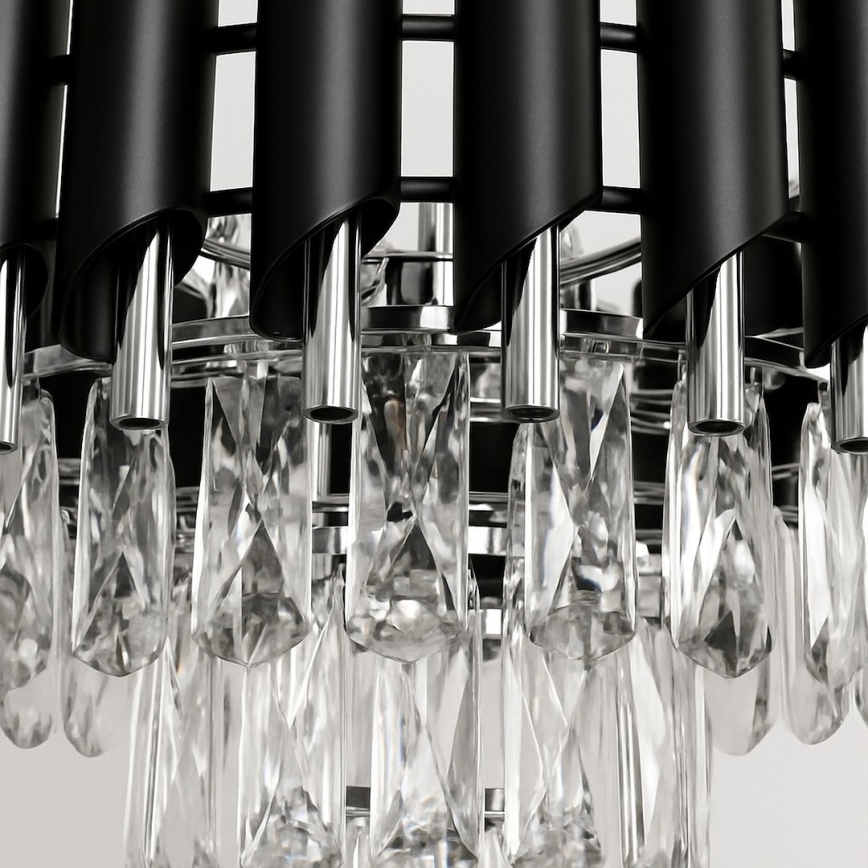 Żyrandol na łańcuchu CRISTAL 5xE14/10W/230V czarny/matowy chrom