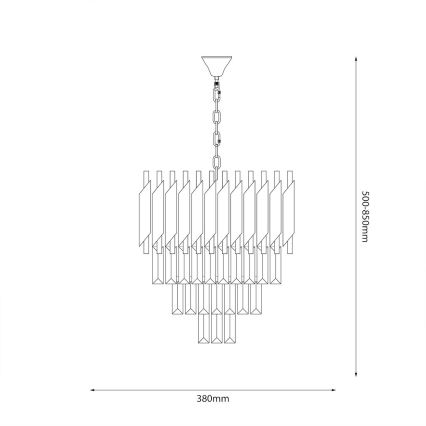 Żyrandol na łańcuchu CRISTAL 5xE14/10W/230V czarny/matowy chrom