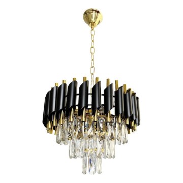 Żyrandol na łańcuchu CRISTAL 5xE14/40W/230V złoty/czarny