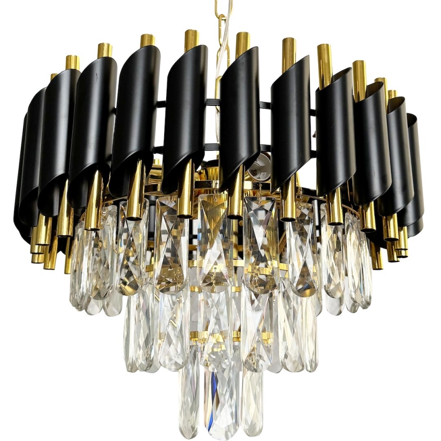 Żyrandol na łańcuchu CRISTAL 5xE14/40W/230V złoty/czarny