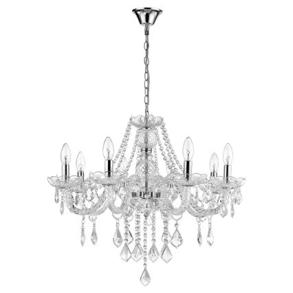 Żyrandol na łańcuchu CRISTALLO 8xE14/60W/230V błyszczący chrom