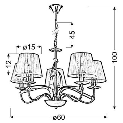 Żyrandol na łańcuchu DIVA 5xE14/40W/230V