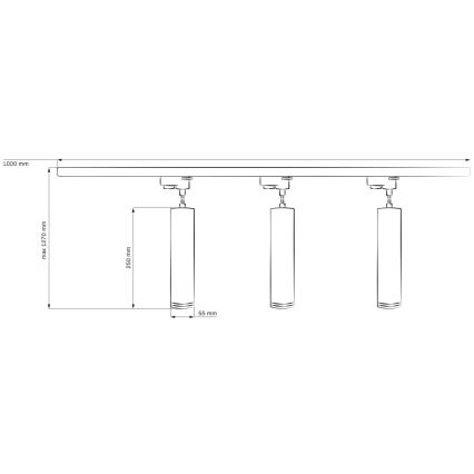 Żyrandol na łańcuchu do systemu szynowego MARIBEL 3xGU10/10W/230V + 1 m system szynowy biały