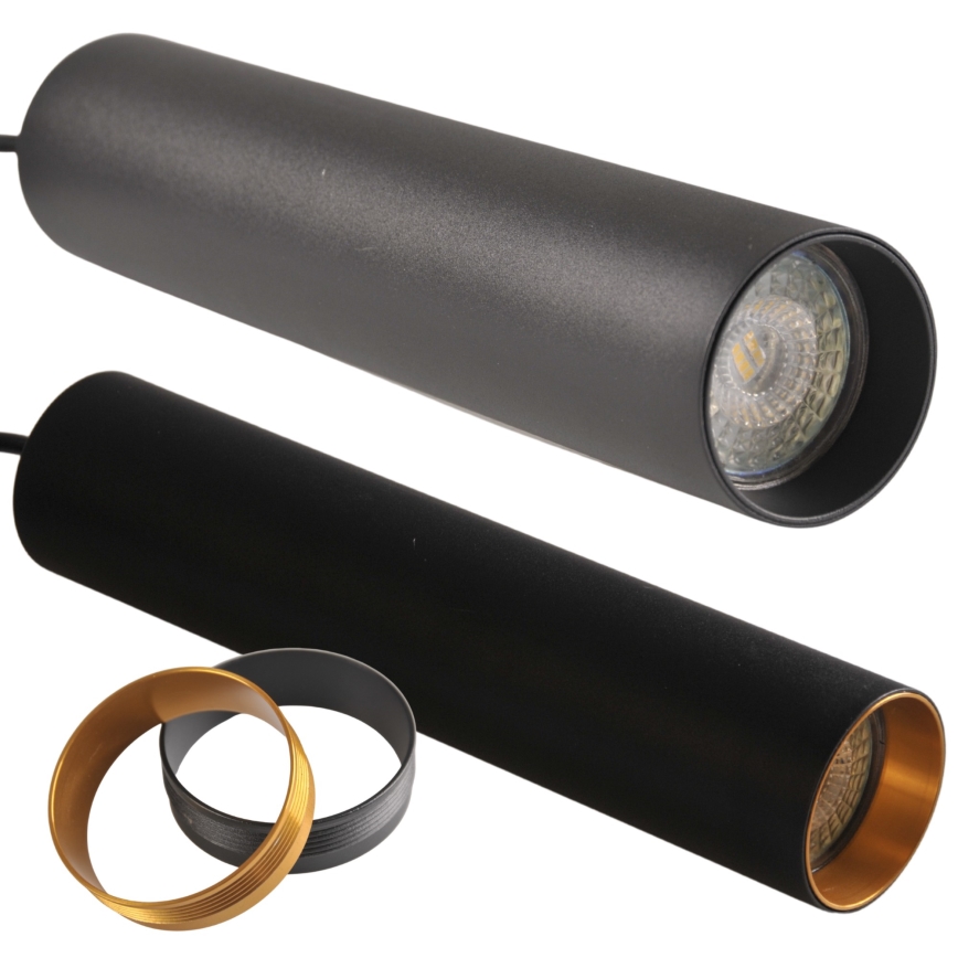 Żyrandol na łańcuchu do systemu szynowego MARIBEL 3xGU10/10W/230V + 1 m system szynowy  czarny