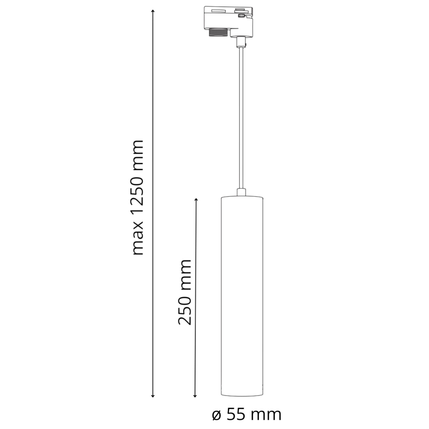 Żyrandol na łańcuchu do systemu szynowego MARIBEL 3xGU10/10W/230V + 1 m system szynowy  czarny