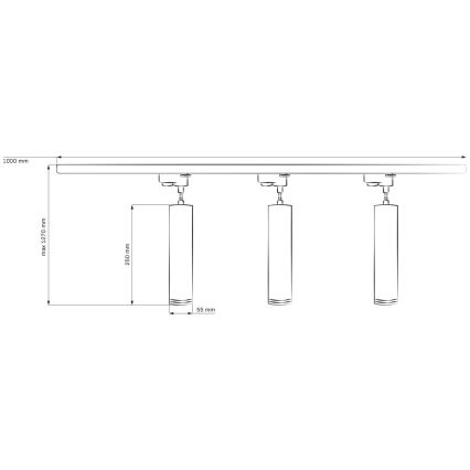 Żyrandol na łańcuchu do systemu szynowego MARIBEL 3xGU10/10W/230V + 1 m system szynowy  czarny