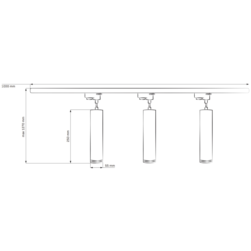 Żyrandol na łańcuchu do systemu szynowego MARIBEL 3xGU10/10W/230V + 1 m system szynowy  czarny