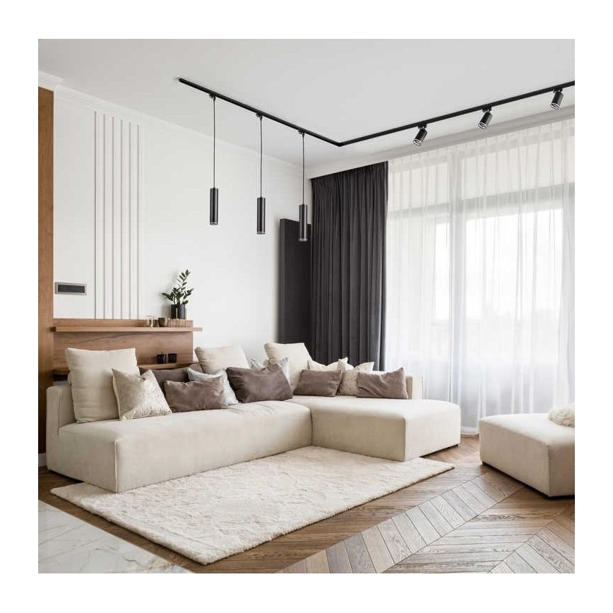 Żyrandol na łańcuchu do systemu szynowego PARIS 1xGU10/10W/230V czarny