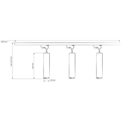 Żyrandol na łańcuchu do systemu szynowego PARIS 3xGU10/10W/230V + 1 m system szynowy biały