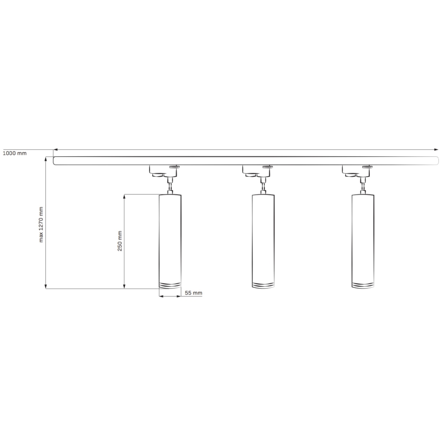 Żyrandol na łańcuchu do systemu szynowego PARIS 3xGU10/10W/230V + 1 m system szynowy biały