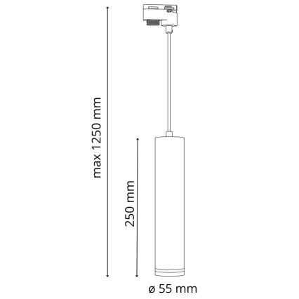 Żyrandol na łańcuchu do systemu szynowego PARIS 3xGU10/10W/230V + 1 m szyna system czarne