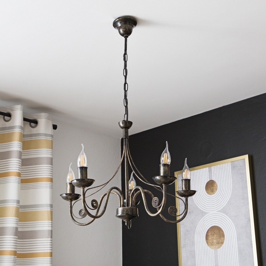 Żyrandol na łańcuchu DONATO 5xE14/40W/230V