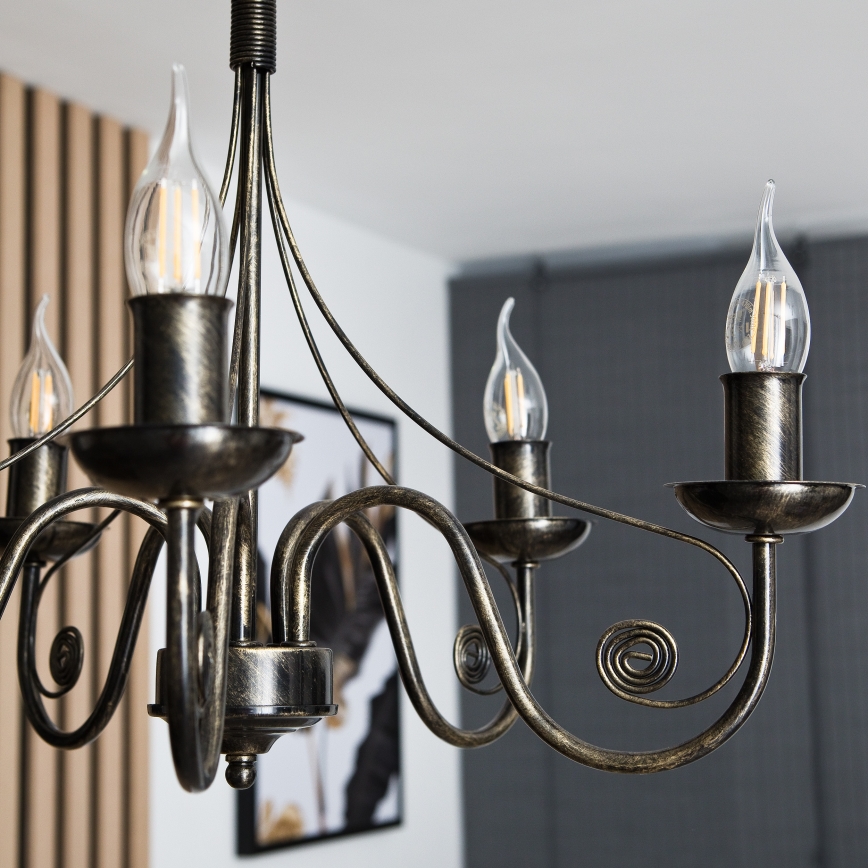 Żyrandol na łańcuchu DONATO 5xE14/40W/230V