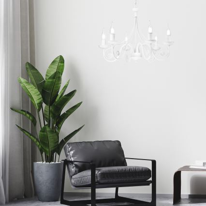 Żyrandol na łańcuchu DONATO 6xE14/40W/230V biały