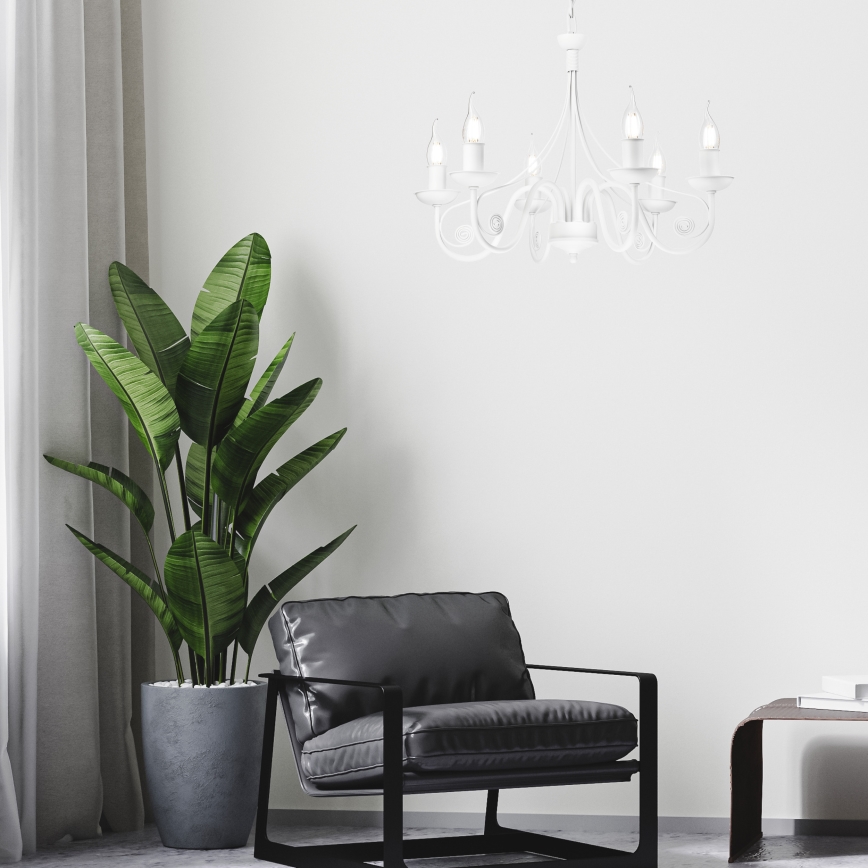 Żyrandol na łańcuchu DONATO 6xE14/40W/230V biały