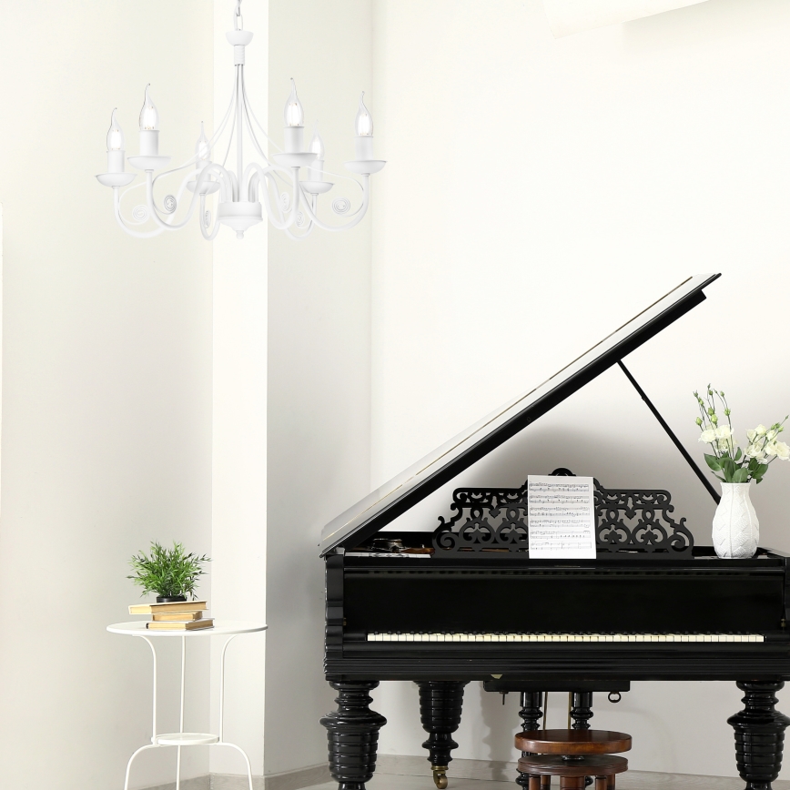 Żyrandol na łańcuchu DONATO 6xE14/40W/230V biały