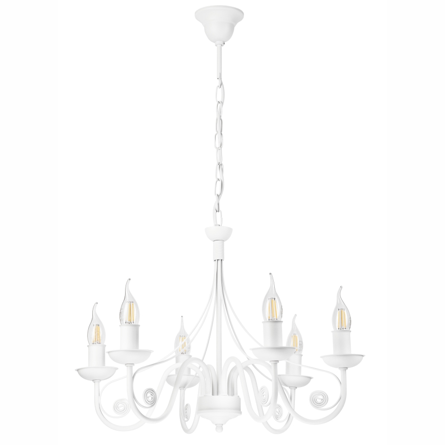 Żyrandol na łańcuchu DONATO 6xE14/40W/230V biały