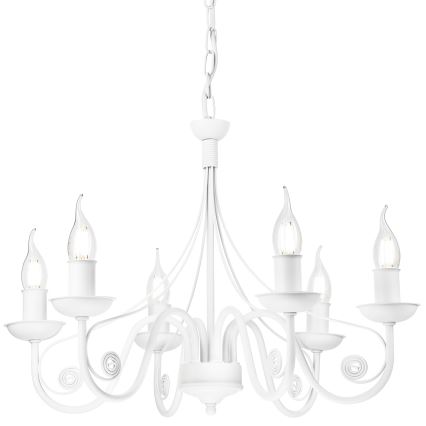Żyrandol na łańcuchu DONATO 6xE14/40W/230V biały