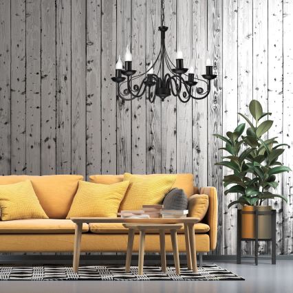 Żyrandol na łańcuchu DONATO 6xE14/40W/230V czarny