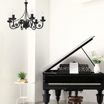 Żyrandol na łańcuchu DONATO 6xE14/40W/230V czarny