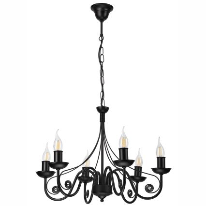 Żyrandol na łańcuchu DONATO 6xE14/40W/230V czarny