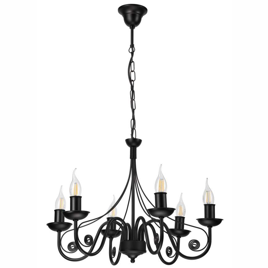 Żyrandol na łańcuchu DONATO 6xE14/40W/230V czarny
