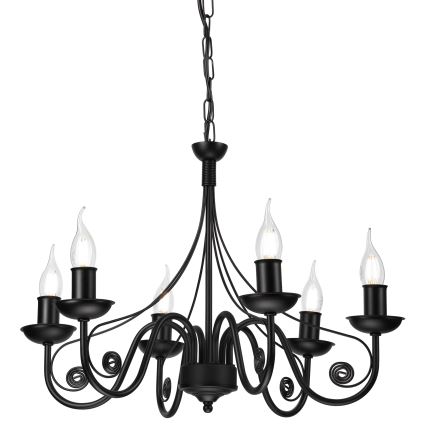 Żyrandol na łańcuchu DONATO 6xE14/40W/230V czarny