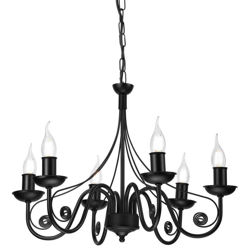 Żyrandol na łańcuchu DONATO 6xE14/40W/230V czarny