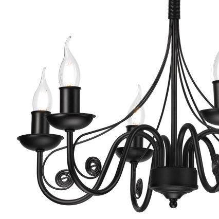 Żyrandol na łańcuchu DONATO 6xE14/40W/230V czarny