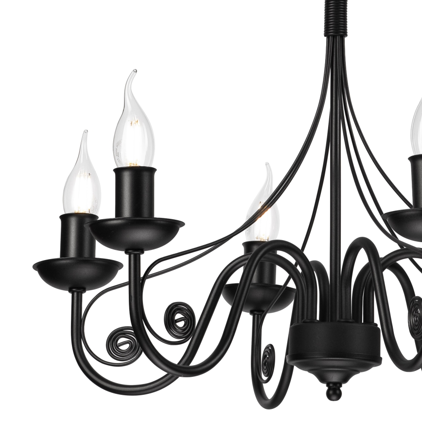 Żyrandol na łańcuchu DONATO 6xE14/40W/230V czarny