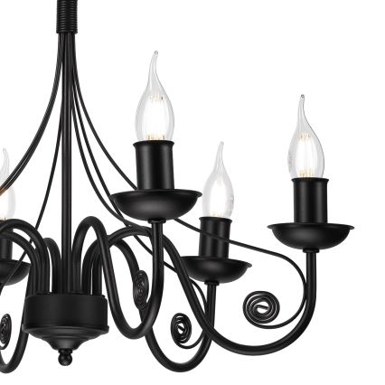 Żyrandol na łańcuchu DONATO 6xE14/40W/230V czarny