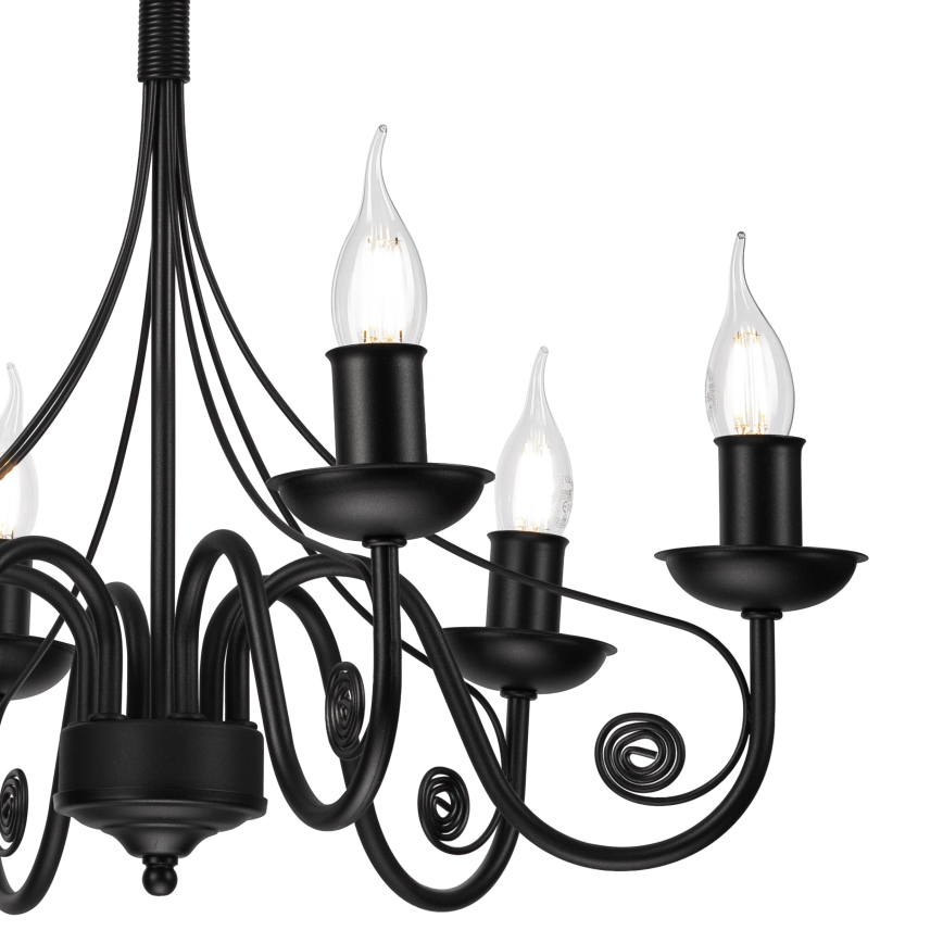 Żyrandol na łańcuchu DONATO 6xE14/40W/230V czarny