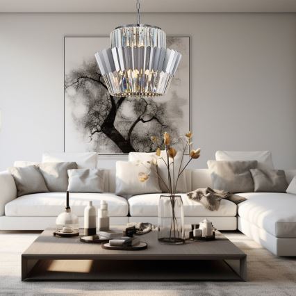 Żyrandol na łańcuchu DONNA 12xE14/40W/230V śr. 55 cm matowy chrom