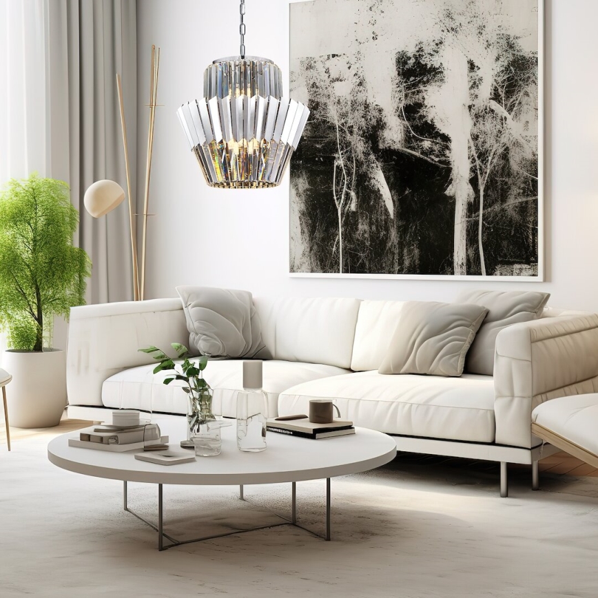Żyrandol na łańcuchu DONNA 9xE14/40W/230V śr. 45 cm matowy chrom