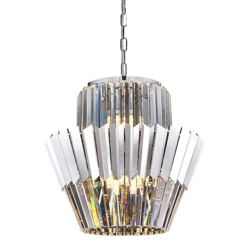Żyrandol na łańcuchu DONNA 9xE14/40W/230V śr. 45 cm matowy chrom