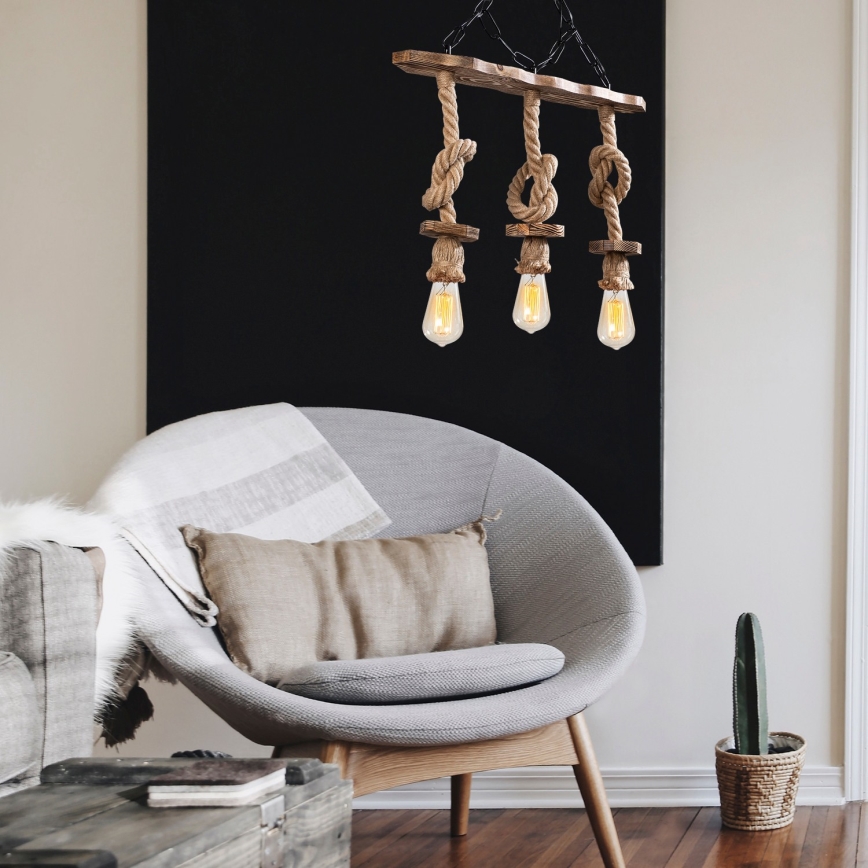 Żyrandol na łańcuchu EREBOS 3xE27/40W/230V brązowy