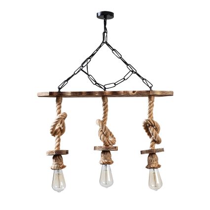 Żyrandol na łańcuchu EREBOS 3xE27/40W/230V brązowy