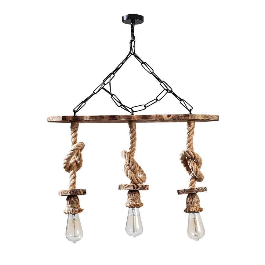 Żyrandol na łańcuchu EREBOS 3xE27/40W/230V brązowy