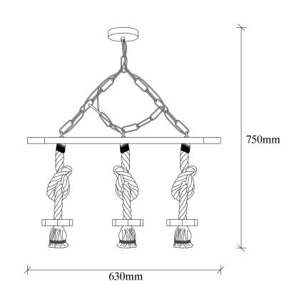 Żyrandol na łańcuchu EREBOS 3xE27/40W/230V brązowy