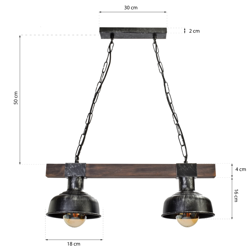 Żyrandol na łańcuchu FARO 2xE27/60W/230V