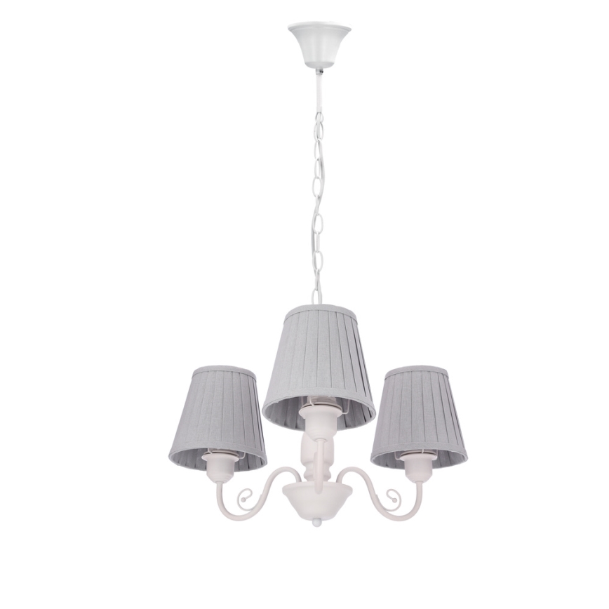 Żyrandol na łańcuchu FIREZ 3xE27/40W/230V biały/szary