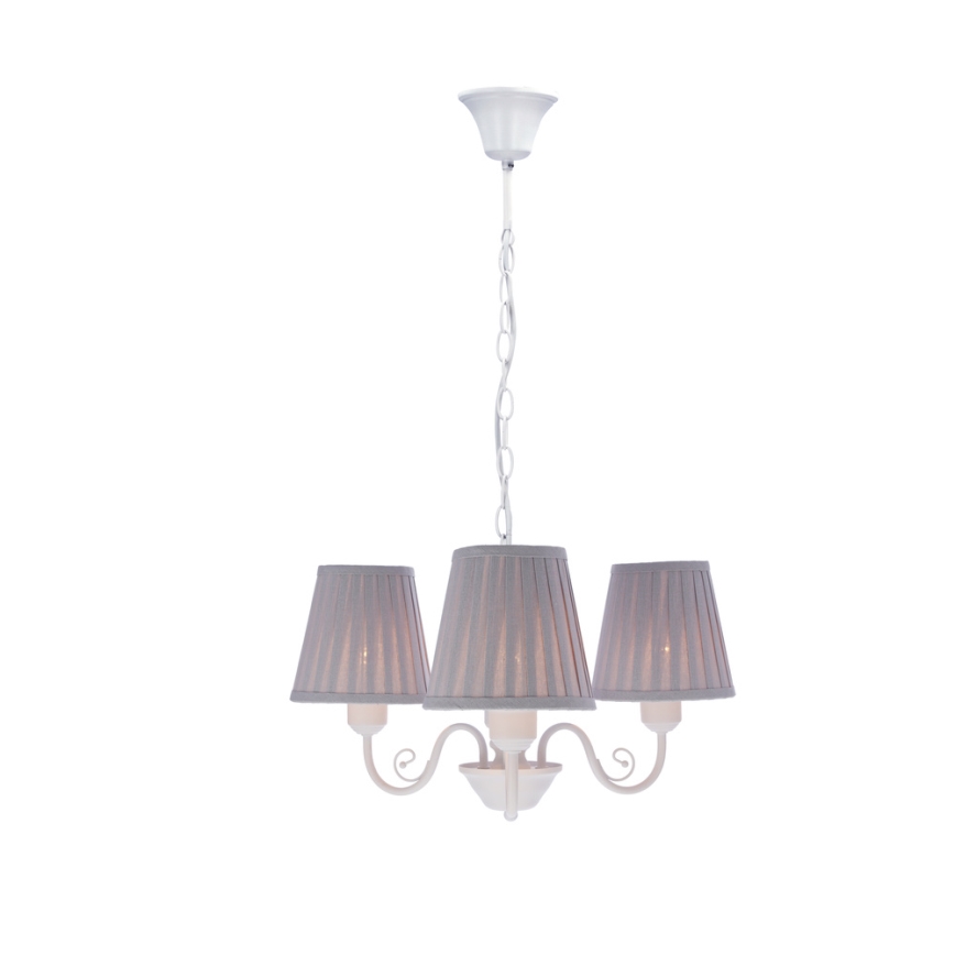 Żyrandol na łańcuchu FIREZ 3xE27/40W/230V biały/szary
