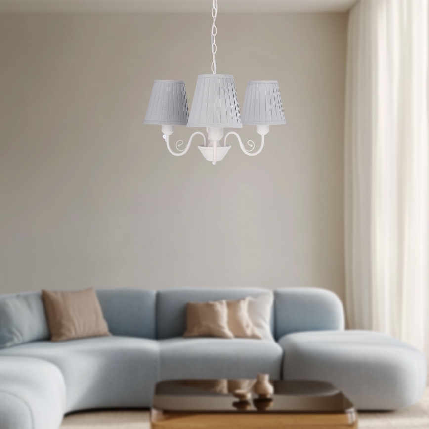 Żyrandol na łańcuchu FIREZ 3xE27/40W/230V biały/szary