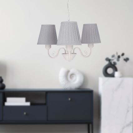 Żyrandol na łańcuchu FIREZ 3xE27/40W/230V biały/szary