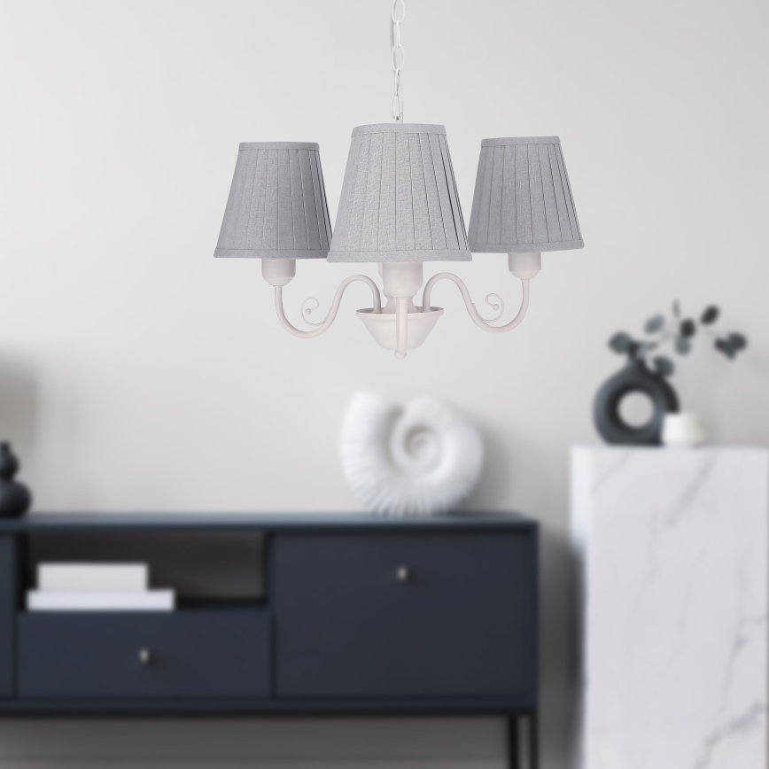 Żyrandol na łańcuchu FIREZ 3xE27/40W/230V biały/szary