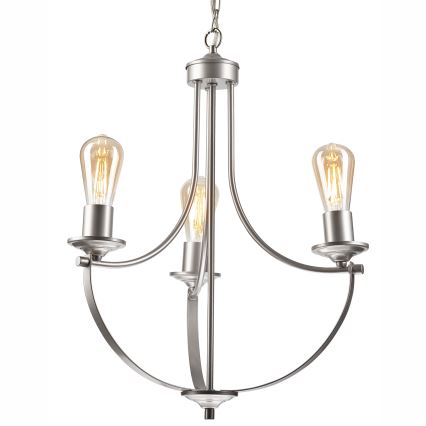 Żyrandol na łańcuchu GINA 3xE27/60W/230V matowy chrom